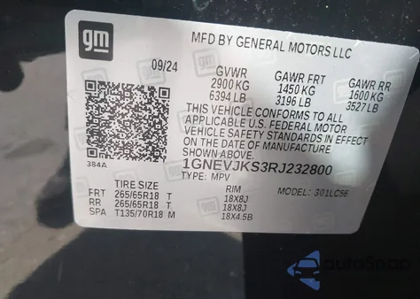 2024 Chevrolet Traverse Awd Z71 z USA, uszkodzony, nr VIN 1GNEVJKS3RJ232800